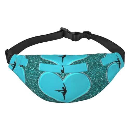 I Love Gymnastics Bauchtasche für Damen und Herren, leicht, verstellbar, Umhängetasche, Reise-Gürteltasche für Workout, Laufen, Schwarz , Einheitsgröße von DEHIWI