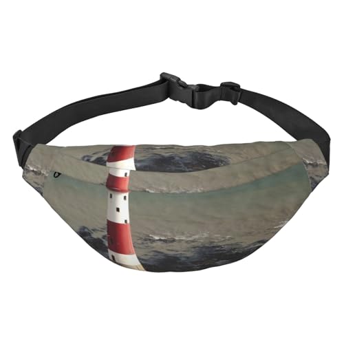 Lighthouse in Water Bauchtaschen für Damen und Herren, leicht, verstellbar, Umhängetasche, Reise-Gürteltasche für Workout, Laufen, Schwarz , Einheitsgröße von DEHIWI