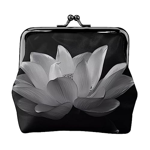 Lotus-Frauen-Geldbörse mit Schnalle, Münzgeldbörsen, Kiss-Lock-Wechseltasche, Geschenk für Frauen und Mädchen, Schwarz und Weiß, Schwarz , Einheitsgröße, modisch von DEHIWI