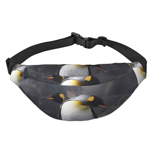 Lustige Pinguine Bauchtasche für Damen und Herren, leicht, verstellbar, Umhängetasche, Reise-Gürteltasche für Workout, Laufen, Schwarz , Einheitsgröße von DEHIWI