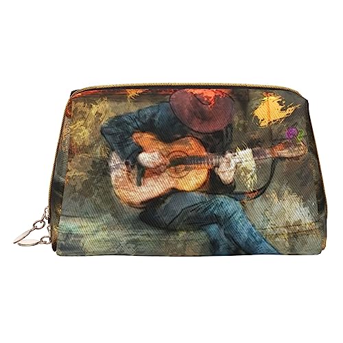 Make-up-Tasche mit Musikalischer Mann, der Gitarre spielt, große Kapazität, Reise-Kosmetiktasche, PU-Leder, Make-up-Organizer Tasche für Frauen, weiß, Einheitsgröße von DEHIWI