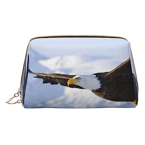 Make-up-Tasche mit fliegendem Adler, große Kapazität, Reise-Kosmetiktasche, PU-Leder, Make-up-Organizer für Damen, weiß, Einheitsgröße von DEHIWI