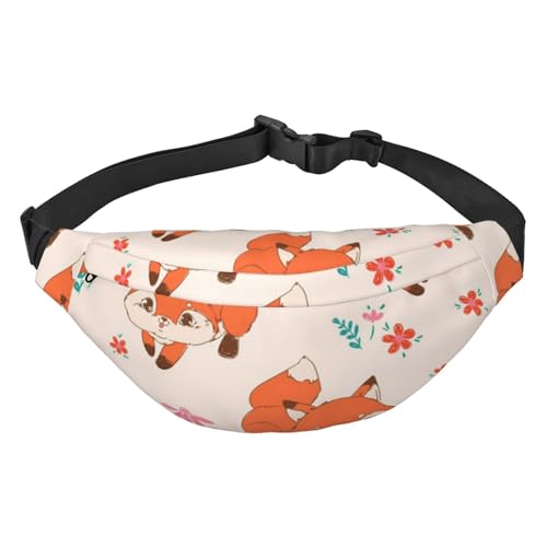 Many Foxes Bauchtasche für Damen und Herren, leicht, verstellbar, Umhängetasche, Reise-Gürteltasche für Workout, Laufen, Schwarz , Einheitsgröße von DEHIWI