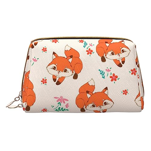 Many Foxes Make-up-Tasche, große Kapazität, Reise-Kosmetiktasche, PU-Leder, Make-up-Organizer-Tasche für Frauen, weiß, Einheitsgröße von DEHIWI