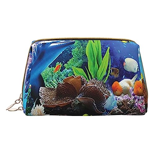 Marine Life Make-up-Tasche, große Kapazität, Reise-Kosmetiktasche, PU-Leder, Make-up-Organizer-Tasche für Frauen, weiß, Einheitsgröße von DEHIWI