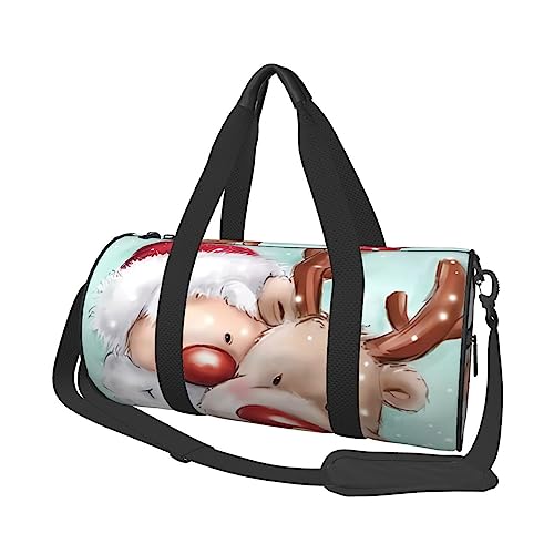 Merry Christmas Turnbeutel mit Schuhfach wasserdichte Sporttasche Tragbare Reisetaschen Weekender Tasche für Männer und Frauen, Schwarz, One Size, blacks, One size von DEHIWI