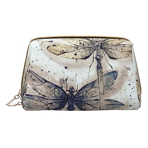 Moderne Libellen-Make-up-Tasche, große Kapazität, Reise-Kosmetiktasche, PU-Leder, Make-up-Organizer-Tasche für Frauen, weiß, Einheitsgröße von DEHIWI