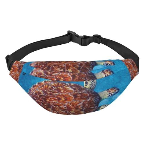 Ocean Cute Sea Turtle Oil Painting Fanny Packs for Women Men Lightweight Adjustable Waist Bag Crossbody Travel Belt Bag for Workout Running, Schwarz , Einheitsgröße von DEHIWI