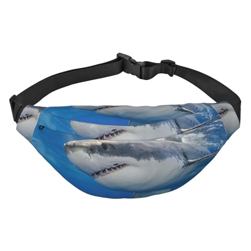 Ocean Sea Animal Shark Fanny Packs for Women Men Lightweight Adjustable Waist Bag Crossbody Travel Belt Bag for Workout Running, Schwarz , Einheitsgröße von DEHIWI