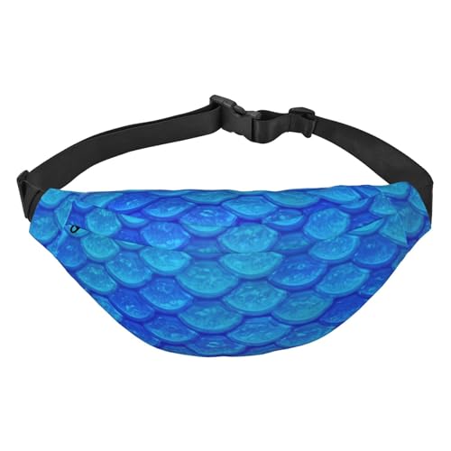 Ocean Sea Blue Mermaid Fish Scale Fanny Packs for Women Men Lightweight Adjustable Waist Bag Crossbody Travel Belt Bag for Workout Running, Schwarz , Einheitsgröße von DEHIWI