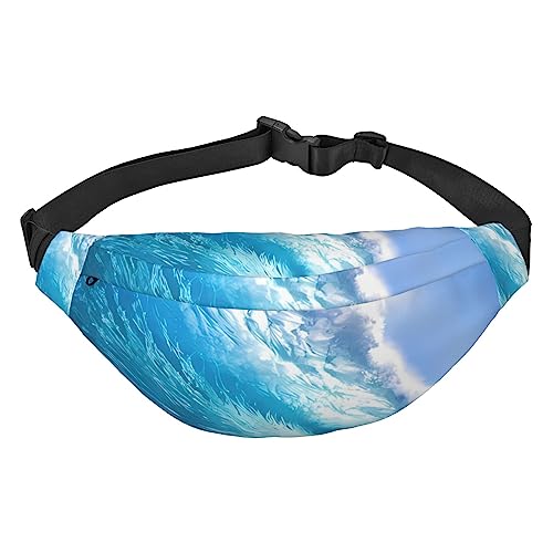 Ocean Waves Bauchtaschen für Damen und Herren, leicht, verstellbar, Umhängetasche, Reisegürteltasche für Workout, Laufen, Schwarz , Einheitsgröße von DEHIWI