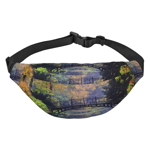 Park with Colorful Trees Fanny Packs for Women Men Lightweight Adjustable Waist Bag Crossbody Travel Belt Bag for Workout Running, Schwarz , Einheitsgröße von DEHIWI