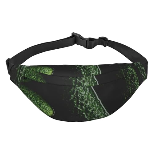 Pickle Bauchtaschen für Damen und Herren, leicht, verstellbar, Umhängetasche, Reise-Gürteltasche für Workout, Laufen, Schwarz , Einheitsgröße von DEHIWI