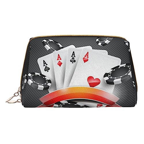 Poker-Turnier-Make-up-Tasche, große Kapazität, Reise-Kosmetiktasche, PU-Leder, Make-up-Organizer-Tasche für Frauen, weiß, Einheitsgröße von DEHIWI