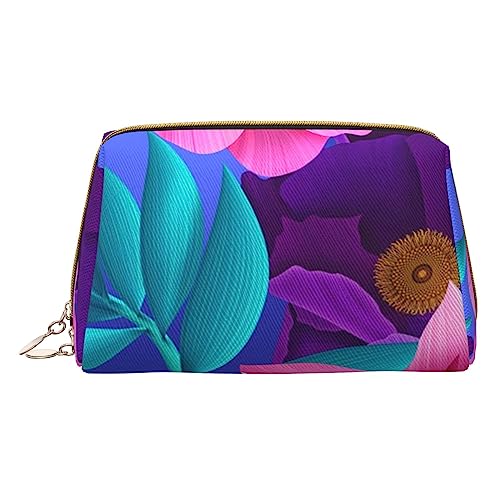 Pretty Flowers Make-up-Tasche, große Kapazität, Reise-Kosmetiktasche, PU-Leder, Make-up-Organizer Tasche für Frauen, weiß, Einheitsgröße von DEHIWI