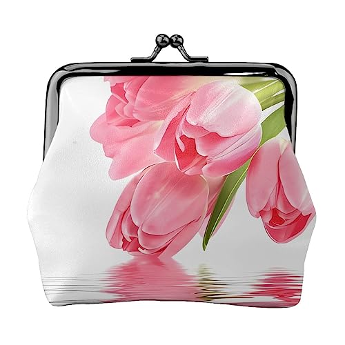 Pretty Pink Floral Damen Geldbörse Schnalle Münzbörsen Kiss-Lock Kleingeldbeutel Geschenk für Frauen Mädchen, Schwarz , Einheitsgröße, modisch von DEHIWI