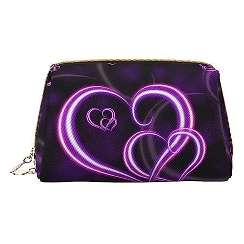 Purple Love Make-up-Tasche, große Kapazität, Reise-Kosmetiktasche, PU-Leder, Make-up-Organizer Tasche für Damen, weiß, Einheitsgröße von DEHIWI