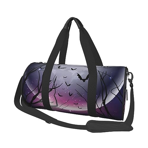 Purple Moon Turnbeutel mit Schuhfach, wasserdicht, Sporttasche, tragbare Reisetaschen, Übernachtungstasche, Wochenendtasche für Männer und Frauen, Schwarz , Einheitsgröße von DEHIWI