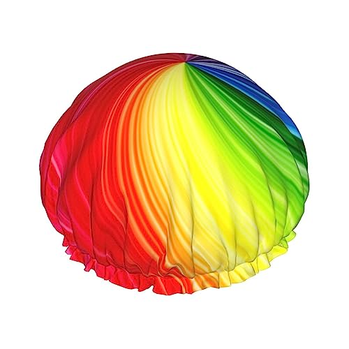 Regenbogen-Spiral-Duschhaube, wiederverwendbar, wasserdicht, Badekappe, Schönheitssalon, Spa, Kappen für Frauen, Mädchen, alle Haare von DEHIWI