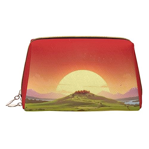 Rising Sun Make-up-Tasche, große Kapazität, Reise-Kosmetiktasche, PU-Leder, Make-up-Organizer Tasche für Frauen, weiß, Einheitsgröße von DEHIWI