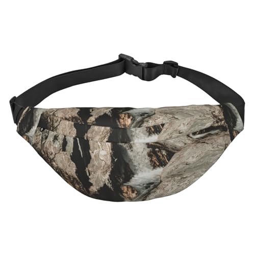 River and Gray Rocks Bauchtaschen für Damen und Herren, leicht, verstellbare Hüfttasche, Umhängetasche, Reise-Gürteltasche für Workout, Laufen, Schwarz , Einheitsgröße von DEHIWI