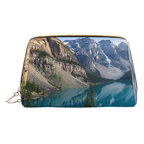 Rocky Mountains Make-up-Tasche, großes Fassungsvermögen, Reise-Kosmetiktasche, PU-Leder, Make-up-Organizer-Tasche für Damen, weiß, Einheitsgröße von DEHIWI