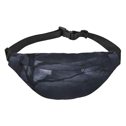 Scared Night Garden Moon Light Bauchtaschen für Damen und Herren, leicht, verstellbare Hüfttasche, Umhängetasche, Reise-Gürteltasche für Workout, Laufen, Schwarz , Einheitsgröße von DEHIWI