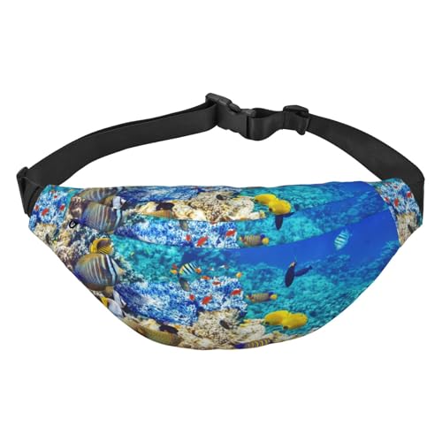 Sea Fishes Bauchtasche für Damen und Herren, leicht, verstellbar, Umhängetasche, Reise-Gürteltasche für Workout, Laufen, Schwarz , Einheitsgröße von DEHIWI