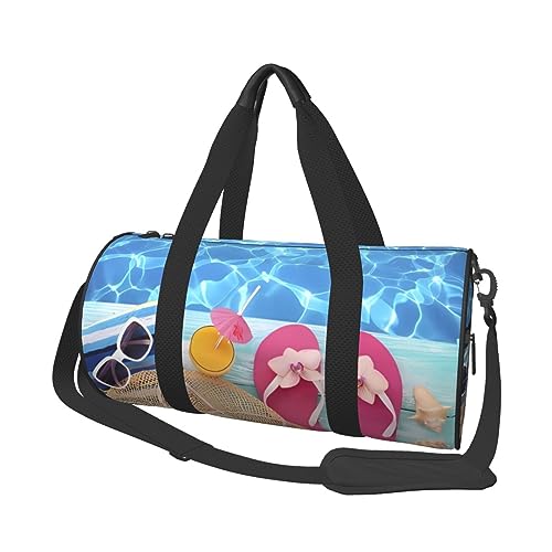 Sommerurlaub Turnbeutel mit Schuhfach Sporttasche Wasserdichte Sporttasche Reisetasche Tragbare Wochenendtasche für Männer Frauen Schwarz Gr, schwarz, Talla única von DEHIWI