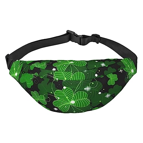 St Patricks Day Leaves Bauchtasche für Damen und Herren, leicht, verstellbar, Umhängetasche, Reisegürteltasche für Workout, Laufen, Schwarz , Einheitsgröße von DEHIWI