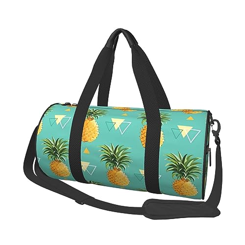 Tropische Früchte Ananas Turnbeutel mit Schuhfach Sporttasche Wasserdichte Sporttasche Gepäck Tragbare Reisetasche Übernachtung für Männer Frauen Schwarz, Schwarz , En storlek von DEHIWI