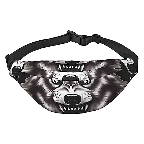 Werwolf HD Bauchtasche für Damen und Herren, leicht, verstellbar, Umhängetasche, Reisegürteltasche für Workout, Laufen, Schwarz , Einheitsgröße von DEHIWI