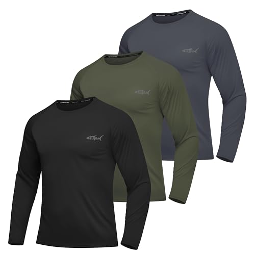 Herren Langarmshirt T-Shirts UV Shirt Sonnenschutz Shirts Atmungsaktiv Schnell Trockened Funktionsshirt Herren Langarm Gym Running Tops (BKDGAG XL) von DEHORU