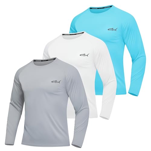 Herren Langarmshirt T-Shirts UV Shirt Sonnenschutz Shirts Atmungsaktiv Schnell Trockened Funktionsshirt Herren Langarm Gym Running Tops (LBWTLG M) von DEHORU