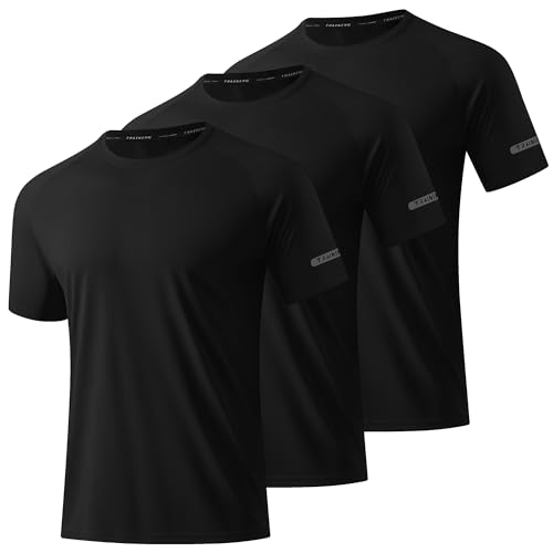 DEHORU 3 Pack UV Sport Tshirt Herren UPF 50+ Kurzarm Sonnenschutz Rashguard Leicht Schnelltrocknend Atmungsaktives Trainingsshirt Laufshirt Funktionsshirt (BKBKBK M) von DEHORU
