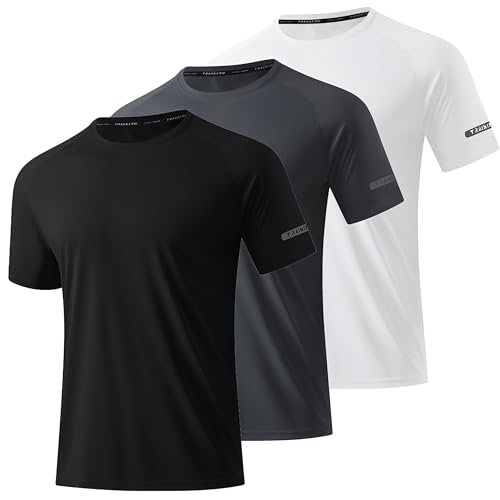 DEHORU 3 Pack UV Sport Tshirt Herren UPF 50+ Kurzarm Sonnenschutz Rashguard Leicht Schnelltrocknend Atmungsaktives Trainingsshirt Laufshirt Funktionsshirt (BKDGWT XL) von DEHORU