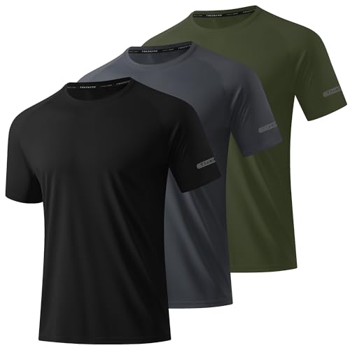 DEHORU 3 Pack UV Sport Tshirt Herren UPF 50+ Kurzarm Sonnenschutz Rashguard Leicht Schnelltrocknend Atmungsaktives Trainingsshirt Laufshirt Funktionsshirt von DEHORU
