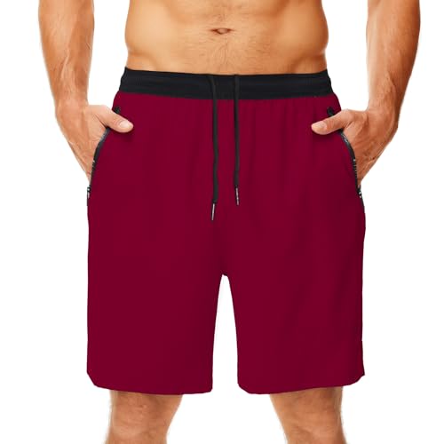 DEHORU Sporthose Herren Kurze mit Reißverschlusstaschen Sporthose Laufhose Fitness Hose Leichtgewichtiges Gym Shorts Trainingshose (BU,M) von DEHORU