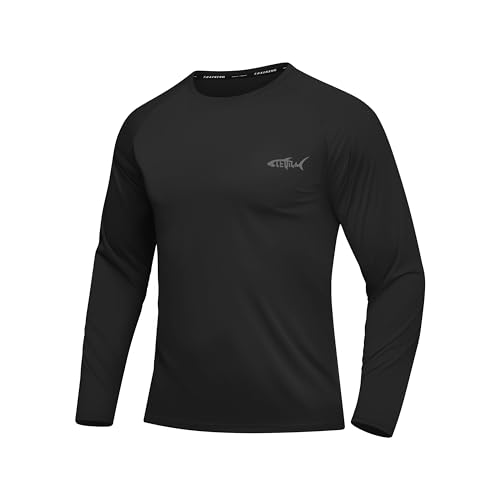 Herren Langarmshirt T-Shirts UV Shirt Sonnenschutz Shirts Atmungsaktiv Schnell Trockened Funktionsshirt Herren Langarm Gym Running Tops (BK M) von DEHORU