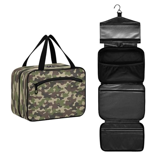 DEHOZO Abstrakte Camouflage-Reise-Kulturtasche, hängende Make-up-Tasche Organizer für Damen und Herren, tragbare Kosmetiktasche, Waschbeutel für Reiseutensilien, Kosmetikartikel, Pinsel, Shampoo, M, von DEHOZO