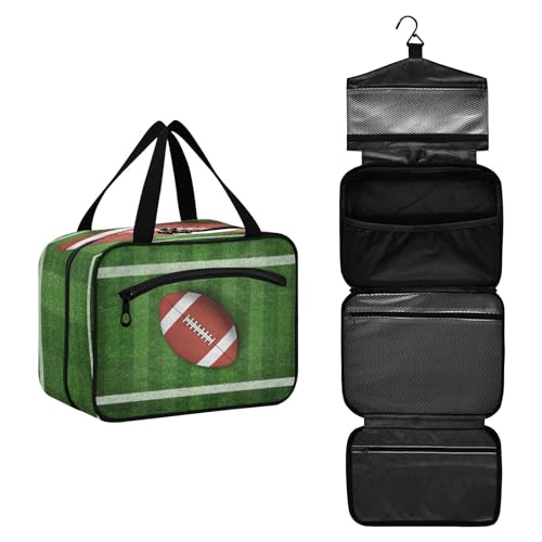 DEHOZO American Football Sport Game Reise-Kulturbeutel, hängende Make-up-Tasche Organizer für Damen und Herren, tragbare Kosmetiktasche, Waschbeutel für Reiseutensilien, Kosmetikartikel, Pinsel, von DEHOZO
