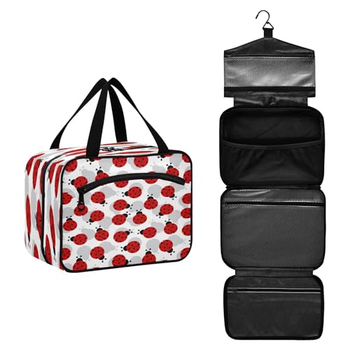 DEHOZO Animal Ladybugs Reise-Kulturbeutel, hängende Make-up-Tasche, Organizer für Damen und Herren, tragbare Kosmetiktasche, Waschbeutel für Reiseutensilien, Kosmetikartikel, Pinsel, Shampoo, M, von DEHOZO