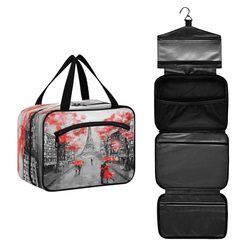 DEHOZO Autumn Art Paris Eiffelturm Reise-Kulturbeutel, hängende Make-up-Tasche Organizer für Damen und Herren, tragbare Kosmetiktasche, Waschbeutel für Reiseutensilien, Kosmetikartikel, Pinsel, von DEHOZO