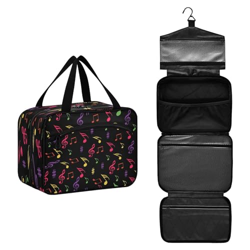 DEHOZO Bunte Musiknoten Reise-Kulturbeutel, hängende Make-up-Tasche, Organizer für Damen und Herren, tragbare Kosmetiktasche, Waschbeutel für Reiseutensilien, Kosmetikartikel, Pinsel, Shampoo, M, von DEHOZO