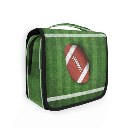 DEHOZO Kulturbeutel zum Aufhängen, American Football, Sportspiel, Aquarellblätter, Palmen, Baum, tragbare Make-up-Tasche, Reise-Organizer für Damen und Herren, faltbare Kosmetiktasche, Reisetaschen von DEHOZO