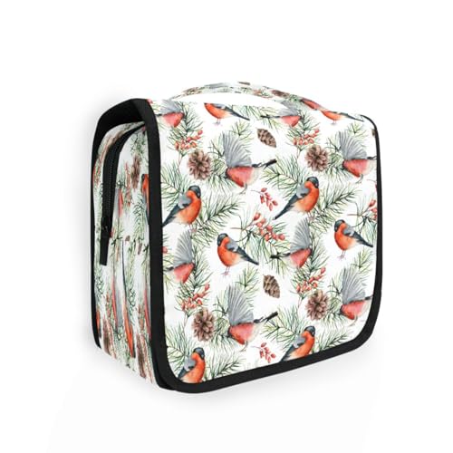 DEHOZO Kulturbeutel zum Aufhängen, Aquarellvogel, tropische Blätter, Aquarellblätter, Palmen, Baum, tragbare Make-up-Tasche, Reise-Organizer für Damen und Herren, faltbare Kosmetiktasche, Reisetaschen von DEHOZO