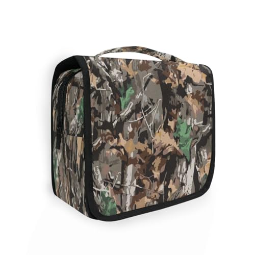 DEHOZO Kulturbeutel zum Aufhängen, Camouflage, Baumblätter, Aquarellblätter, Palmen, Baum, tragbare Make-up-Tasche, Reise-Organizer für Damen und Herren, faltbare Kosmetiktasche, Reisetaschen für von DEHOZO