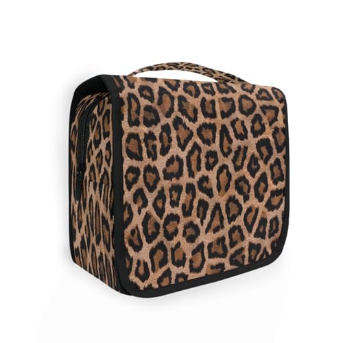 DEHOZO Kulturbeutel zum Aufhängen, Leoparden-Tigermuster, Aquarellblätter, Palmen, Baum, tragbare Make-up-Tasche, Reise-Organizer für Damen und Herren, faltbare Kosmetiktasche, Reisetaschen für von DEHOZO