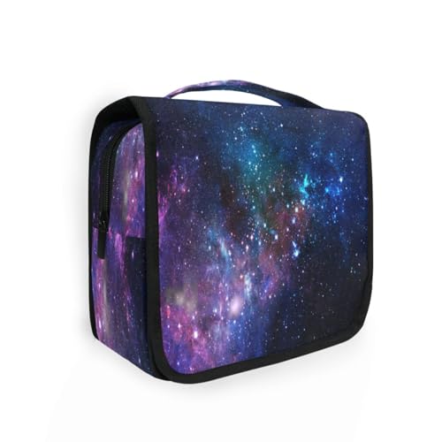 DEHOZO Kulturbeutel zum Aufhängen, Nebula Deep Space Galaxy, Aquarellblätter, Palmen, Baum, tragbare Make-up-Tasche, Reise-Organizer für Damen und Herren, faltbare Kosmetiktasche, Reisetaschen für von DEHOZO