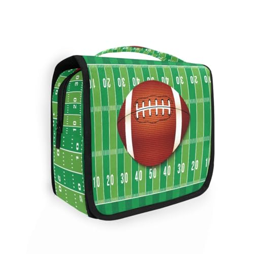 DEHOZO Kulturbeutel zum Aufhängen, Sport, American Football Field, Aquarellblätter, Palmen, Baum, tragbare Make-up-Tasche, Reise-Organizer für Damen und Herren, faltbare Kosmetiktasche, Reisetaschen von DEHOZO